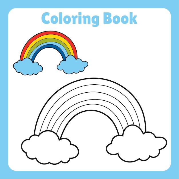 Libro da colorare per bambini con nuvola e arcobaleno