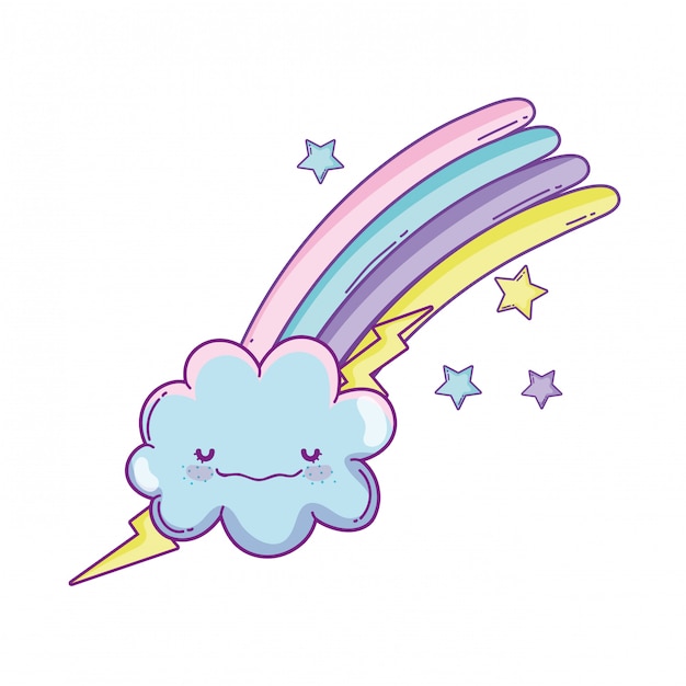 Nube e arcobaleno simpatico cartone animato