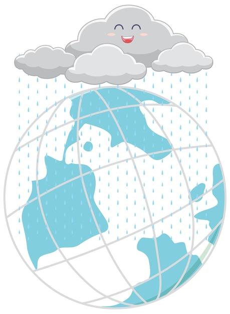 Vettore nube che piove sul globo terrestre