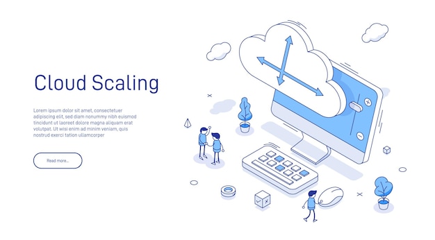 cloud scaling solution concept cloud computing technology is easy handles growing