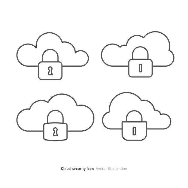 클라우드 보안 아이콘 디자인 데이터 보안 기호 터 일러스트레이션