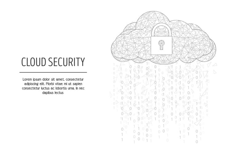 Vector cloud security web banner template vector polygonal art style illustration