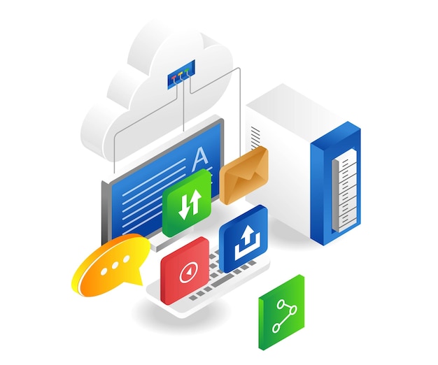 Vector cloud server data transfer computer