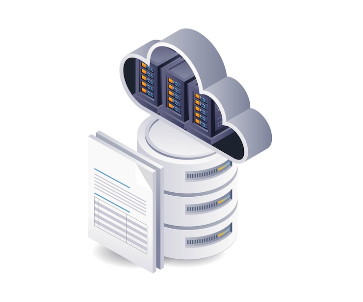 Vector cloud server database flat isometric 3d illustration