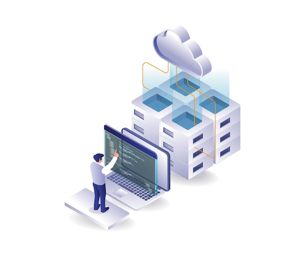 Vector cloud server hosting programmeertaal data-analyse