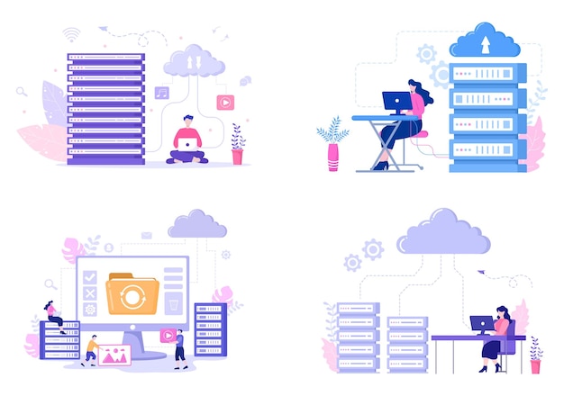 cloud server hosting storage illustration