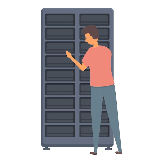 Cloud server icon cartoon vector datacenter room repair data