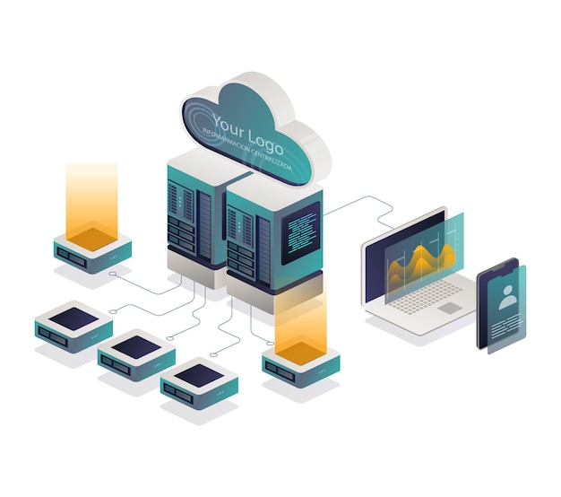 Cloud and server isometric