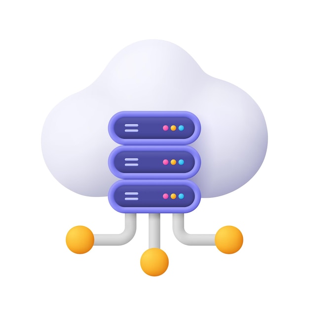 Cloud and server Web development SEO computing hosting big data cloud storage concept 3d vector icon