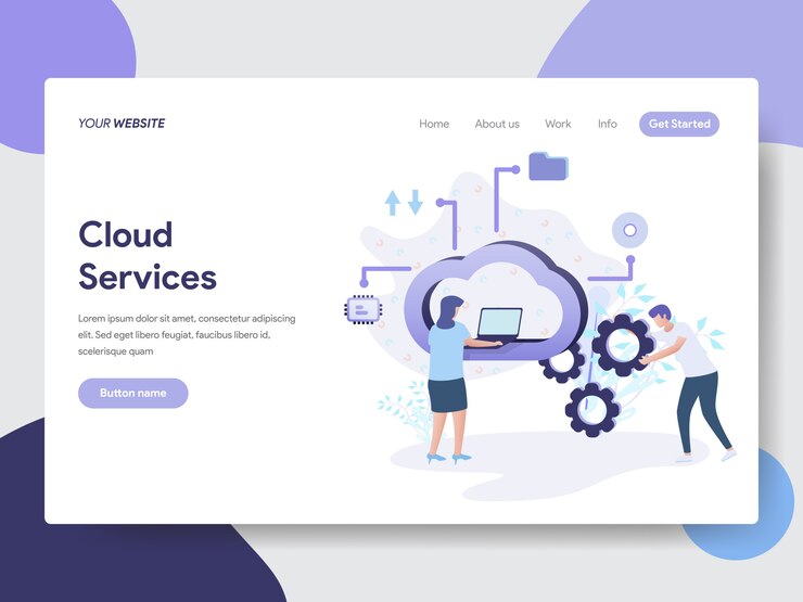 Vector cloud services illustration for web pages