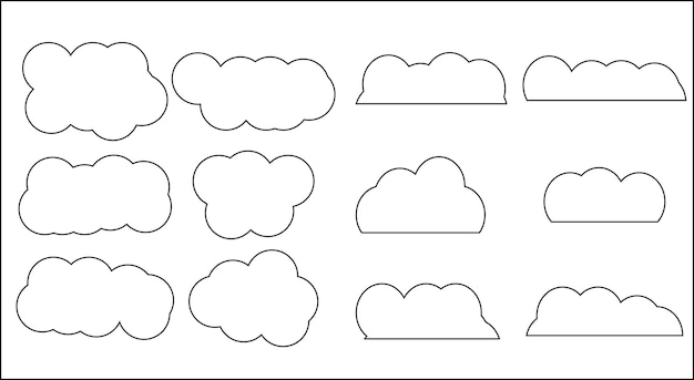 Cloud set icon linear style Sky and sky clouds cloud vector and clouds isolated cloud icon and weather icon linear element Vector flat design illustration