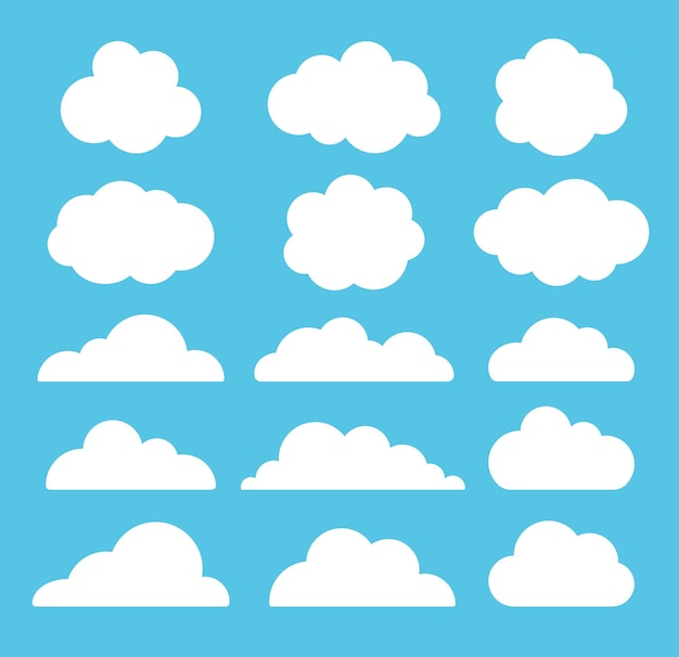 Vector cloud set isolated on blue background