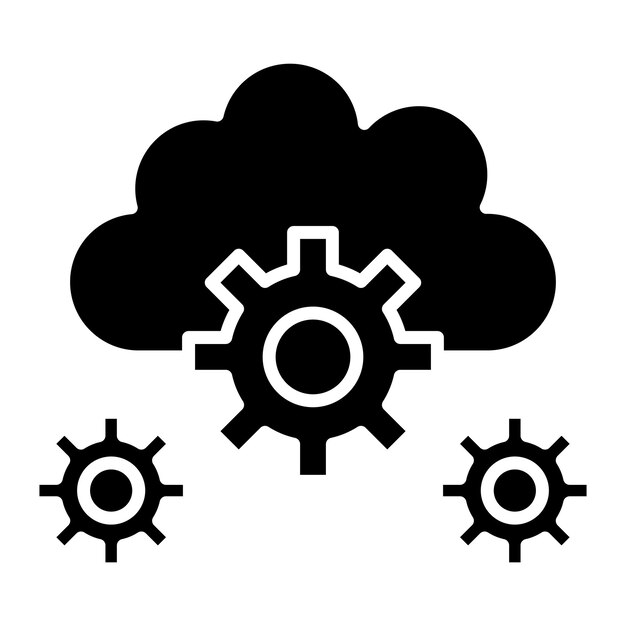 Cloud Setting Glyph Solid Black Illustration