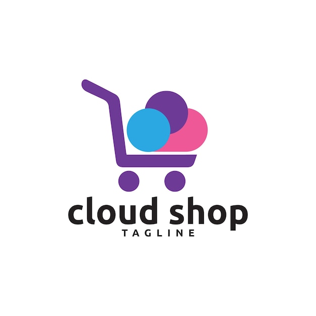 Vettore modello di progettazione logo negozio cloud vettore premium modello logo negozio online