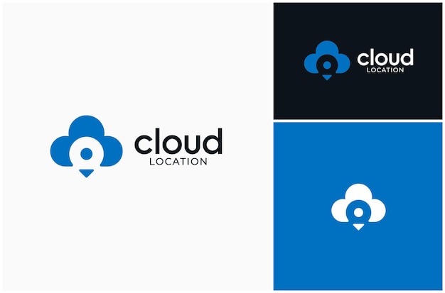 Сервер Cloud Atmosphere База данных Место хранения Карта пин Современный векторный дизайн логотипа Иллюстрация
