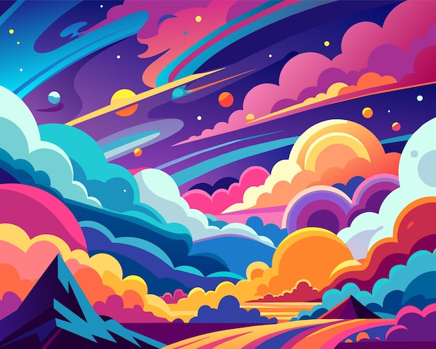 Вектор Облачный фон неба красивый удивительный фантастический вектор иллюстрация firmament небеса