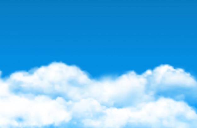 Vector cloud sky background. realistic white clouds on blue sky