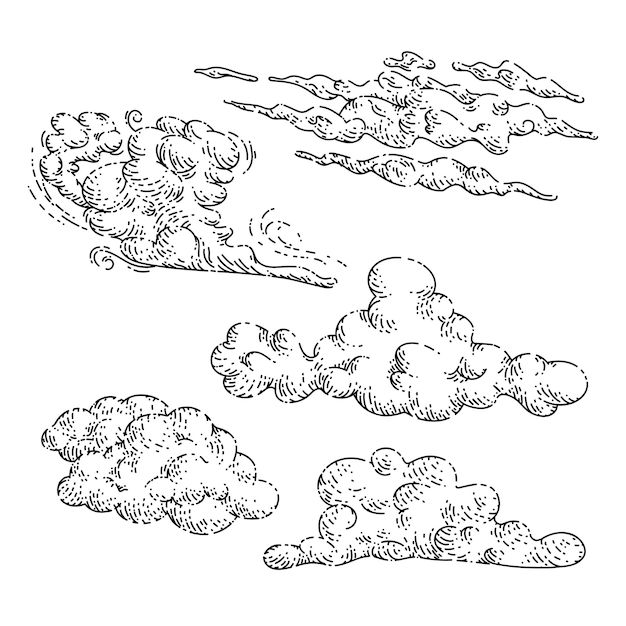 Vettore disegnato a mano di schizzo del cielo della nuvola