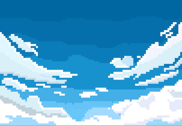 Cloud In The Sky With Pixel Art Style