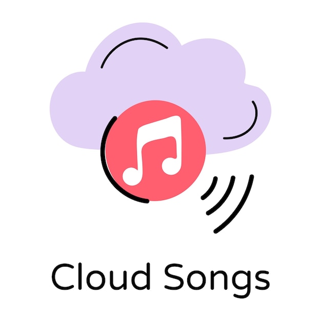 Cloud songs hand drawn icon design