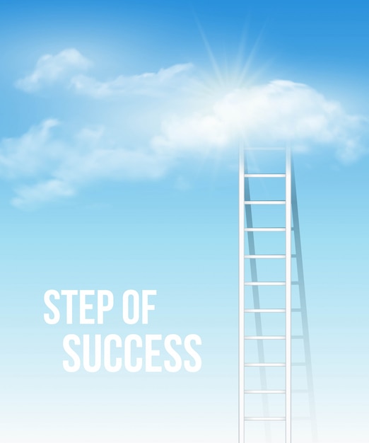 Cloud stair, the way to success in blue sky