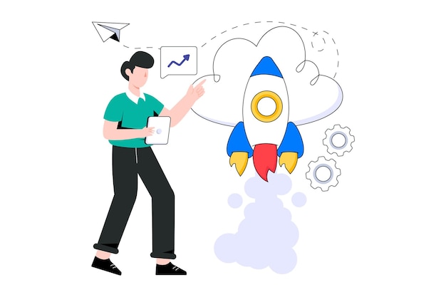 Cloud startup Flat Style Design Vector illustration. Stock illustration