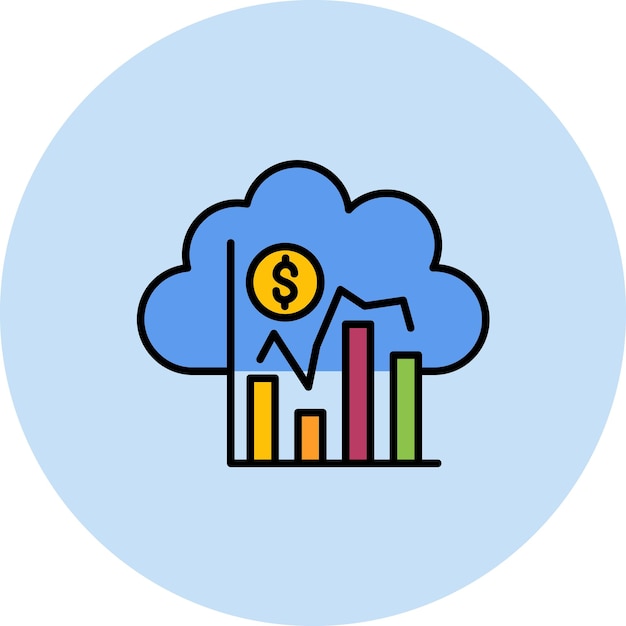 Vector cloud statistics flat illustration