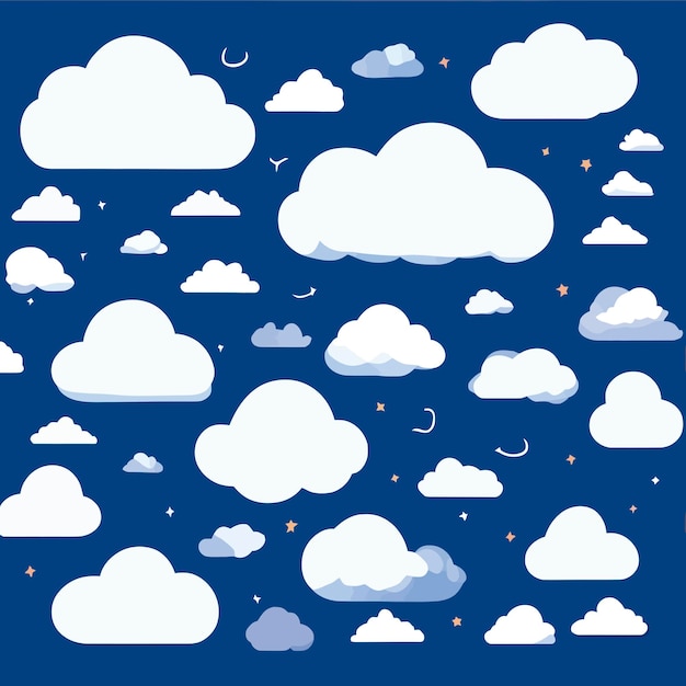 Cloud sticker clipart set flat design illustration