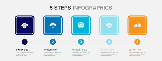 Cloud storage Cloud Backup data center cloud service Hybrid Storage icons Infographic design template Creative concept with 5 steps