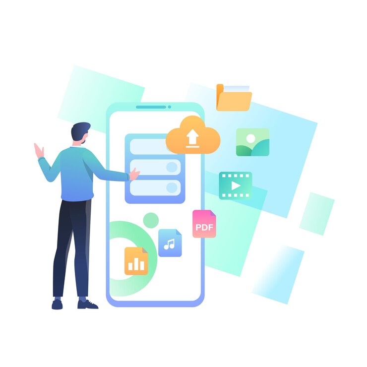 Vector cloud storage concept illustration