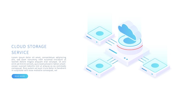 cloud storage concept in isometric vector illustration