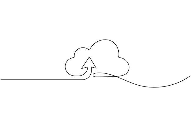 cloud storage continuous one line drawing and minimalist style isolate outline vector icon