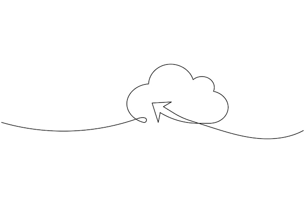 cloud storage continuous one line drawing and minimalist style isolate outline vector icon