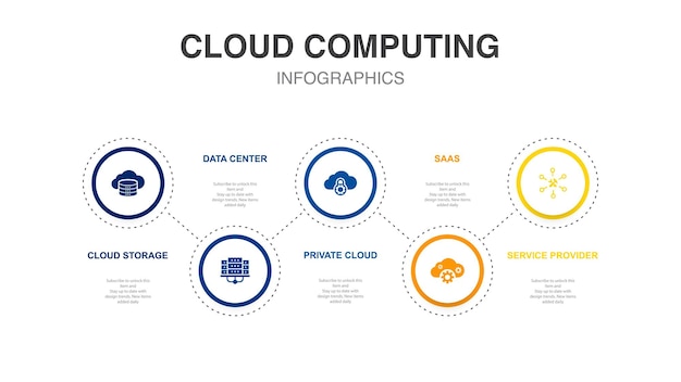Vector cloud storage data center private cloud saas service provider icons infographic design template creative concept with 5 steps