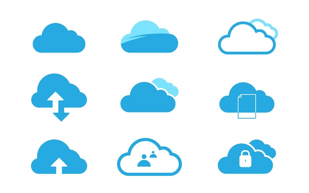 クラウドストレージデータシステムネットワーク技術インターネットセットコレクションアイコンロゴハッキング情報