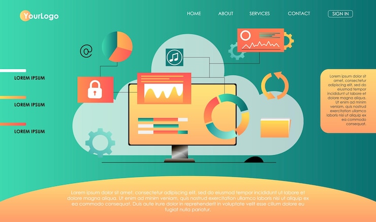 Vector cloud storage design concept internet data exchange technology digital information protection service different device secure data transmission abstract wireless database vector illustration