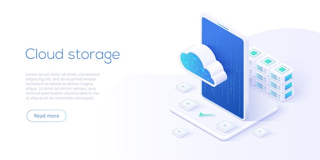 Download isometrico del cloud storage