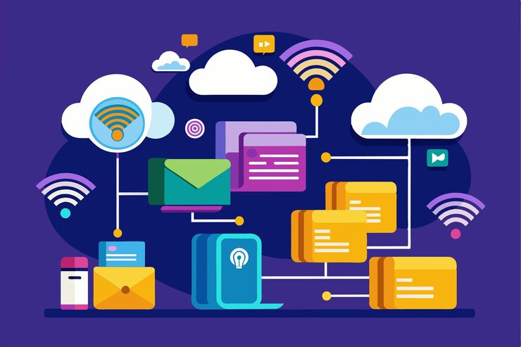 Vector cloud storage enables users to transfer files using a wifi connection for efficient data management across devices move files to cloud storage with a wifi connection