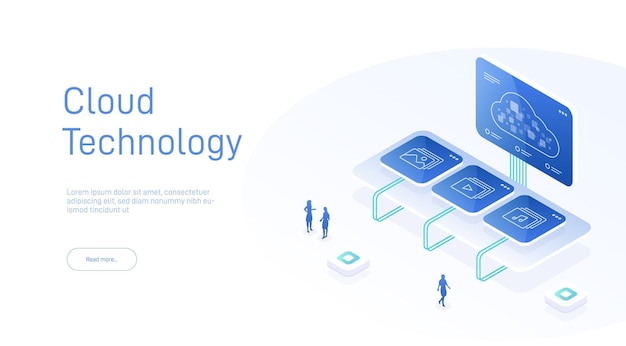 Cloud storage isometric Computer service technology Network infrastructure Data server platform