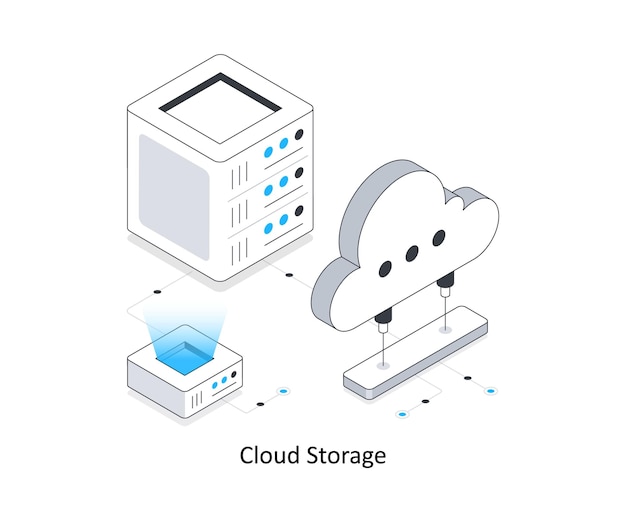 클라우드 스토리지 (cloud Storage) 이소메트릭 스 일러스트레이션 (eps)