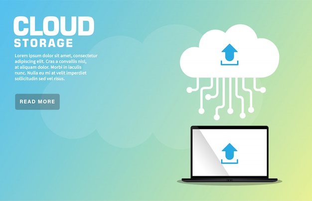 Vector cloud storage landing page