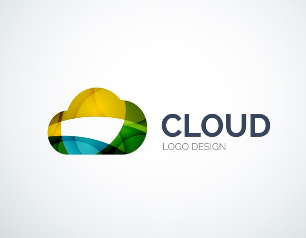 Logotipo di archiviazione cloud imposta design piatto