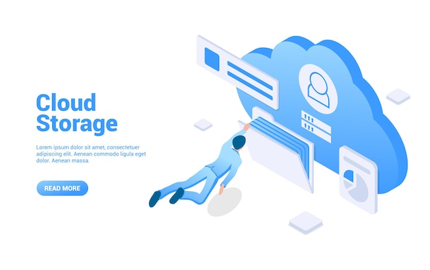 Cloud storage space concept. Vector illustration