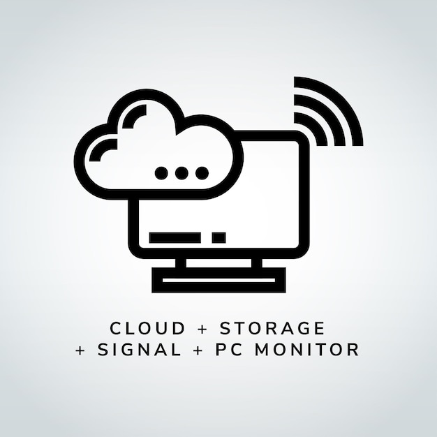 cloud storage technology icon outline icon with black color