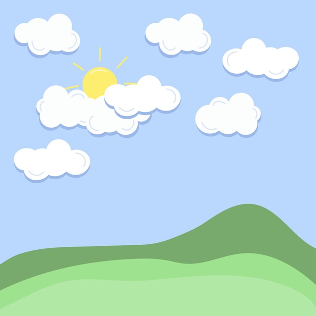 Cloud sun and hill summer landscape blue sky