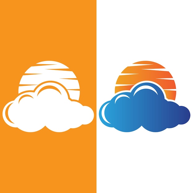 Облако И Солнце Дизайн Логотипа Небо Пейзаж Иллюстрация Фирменного Стиля Вектор