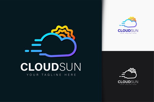 Design del logo del sole nuvola con gradiente