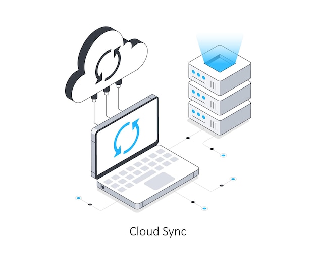 Cloud Sync изометрическая иллюстрация запасов EPS Иллюстрация запаса файлов