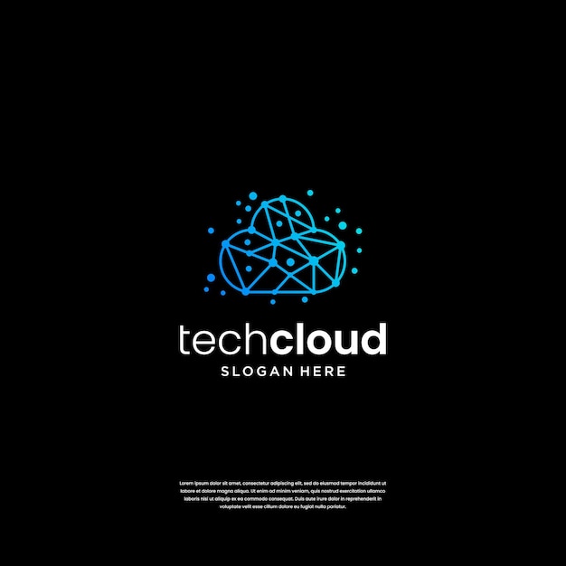 Vector cloud tech logo ontwerp inspiratie