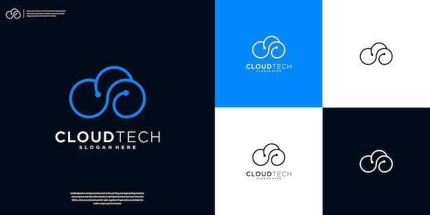 Cloud tech logo ontwerp template vector Cloud digitale technologie logo ontwerp inspiratie